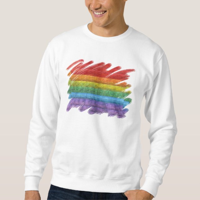 Mosaisk gay prideflagga för regnbåge långärmad tröja (Framsida)