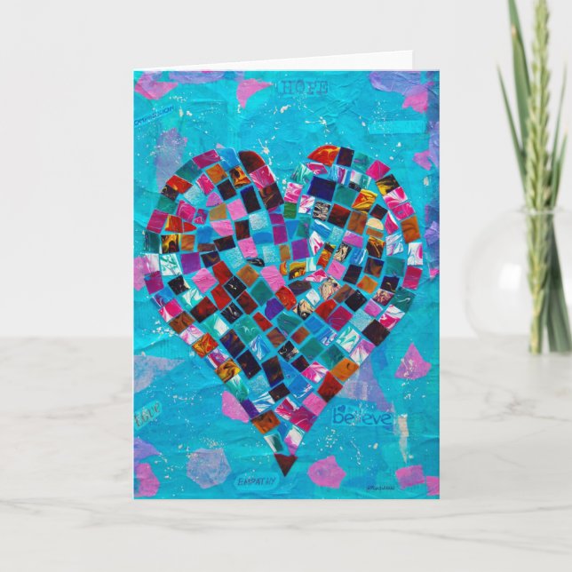 Mosaisk hjärtaCollage Kort (Framsida)