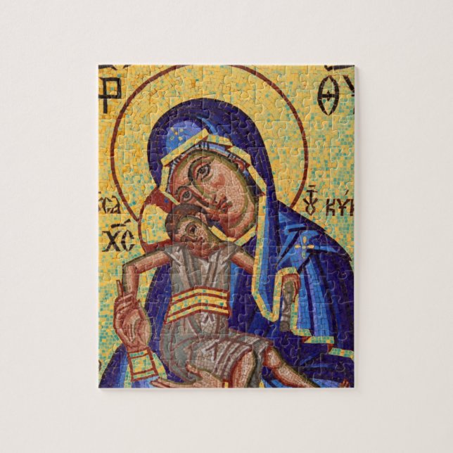 Mosaisk Madonna & barnsymbol Pussel (Vertikal)