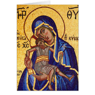 Mosaisk Madonna & barnsymbol, tom insida Hälsningskort