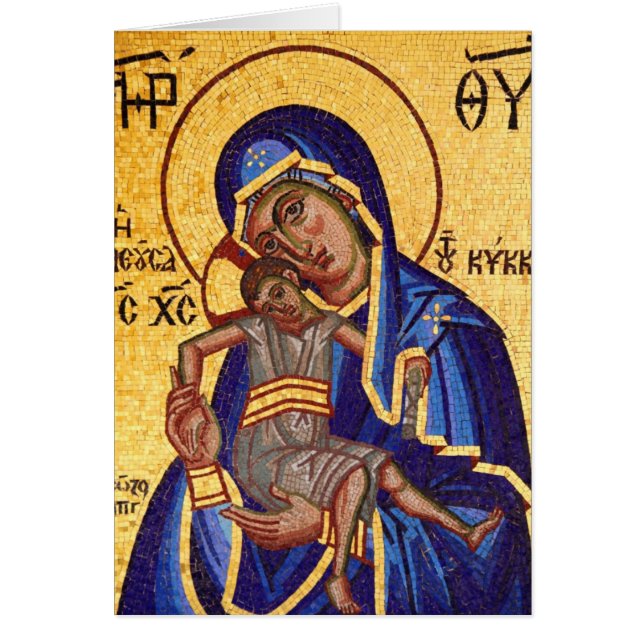 Mosaisk Madonna & barnsymbol, tom insida Hälsningskort (Framsidan)