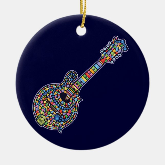 Mosaisk Mandolin Julgransprydnad Keramik (Framsidan)
