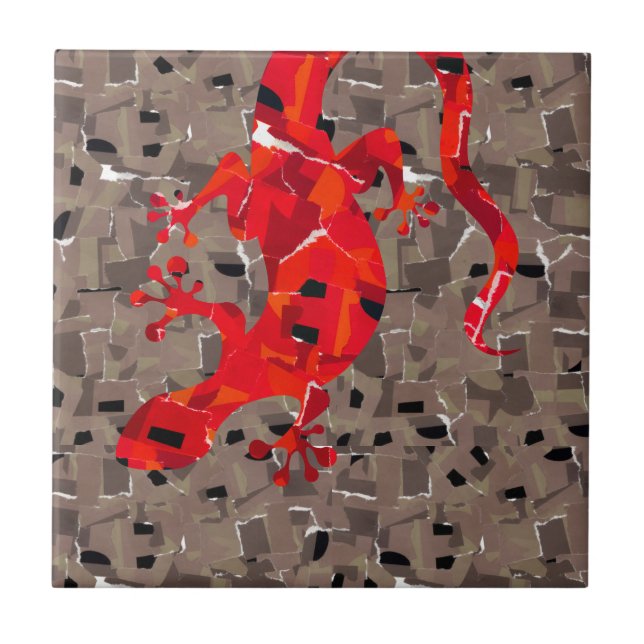 Mosaisk ödlafantasi kakelplatta (Framsidan)