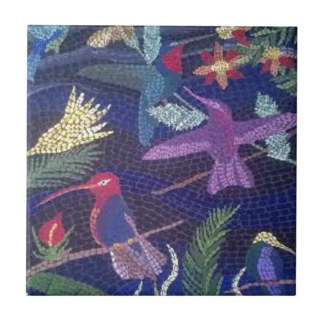 Mosaisk original- konst för Hummingbird Kakelplatta (Framsidan)