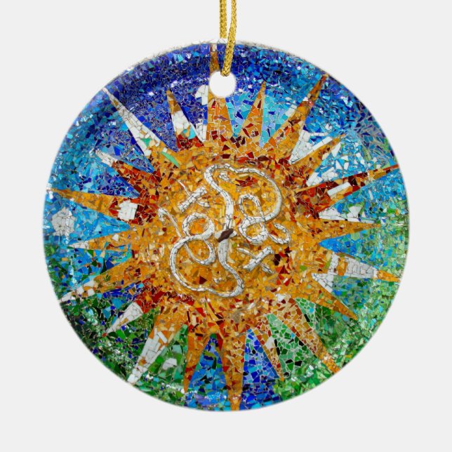 Mosaisk prydnad för Gaudi Sunburst Julgransprydnad Keramik (Framsidan)