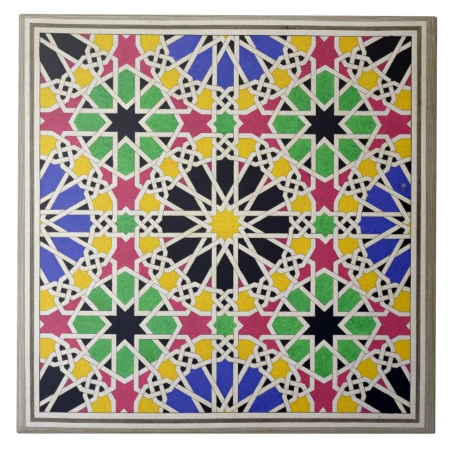 Mosaisk prydnad i den södra sidan av domstolen av kakelplatta (Framsidan)