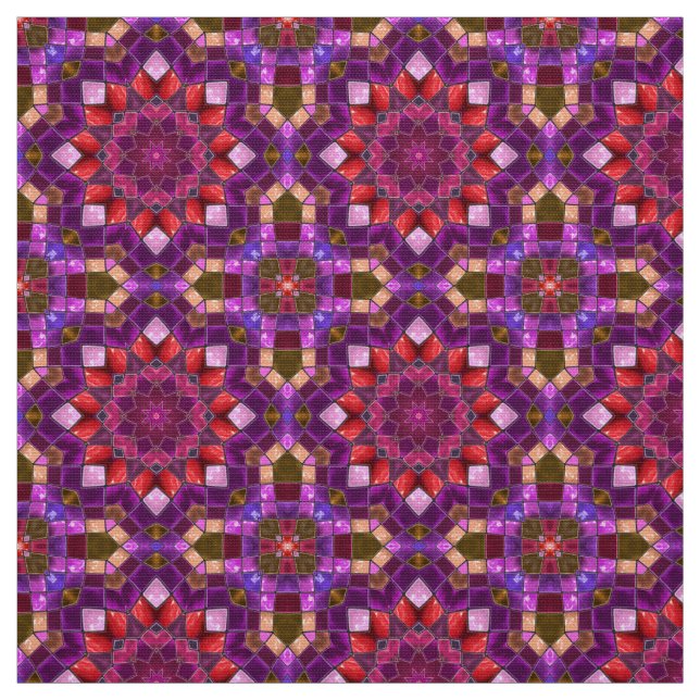 Mosaisk purpurfärgad vintageFractalKaleidoscope Tyg (Provkarta)