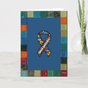 Mosaisk ram för Autismmedvetenhet Kort