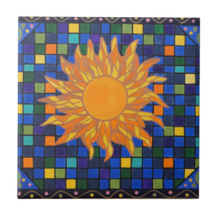 Mosaisk sol kakelplatta