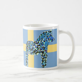 Mosaisk svenskblåttDala häst Kaffemugg