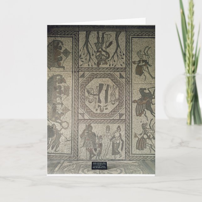 Mosaisk trottoar från den romerska villan på lowen kort (Framsida)