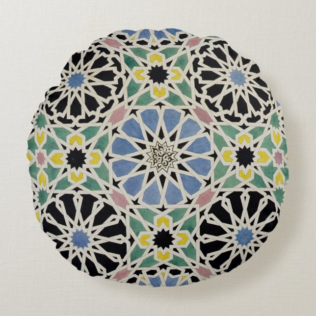 Mosaisk trottoar i Alhambraen, från 'araben Rund Kudde (Framsidan)