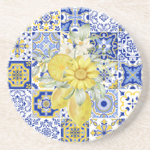 Mosaiska blommor i blått och Gult Underlägg