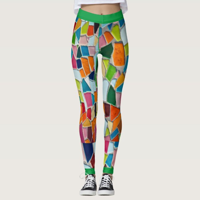 Mosaiska designers med Grönt Leggings (Framsida)
