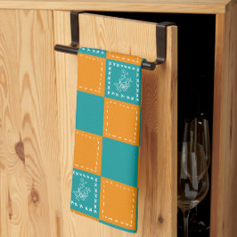 Mosaiska doodelblommor kökshandduk