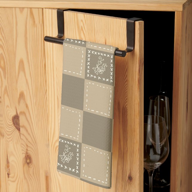 Mosaiska doodelblommor kökshandduk (Thirds Fold)