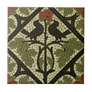 Mosaiska fåglar belägger med tegel vintagedesign kakelplatta