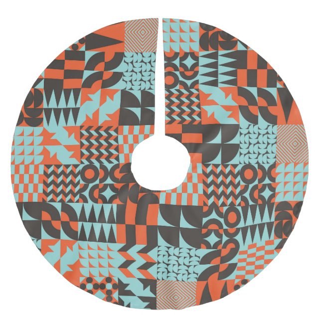 Mosaiska geometriska plattor, sömlös elegant mönst julgransmatta borstad polyester (Framsidan)