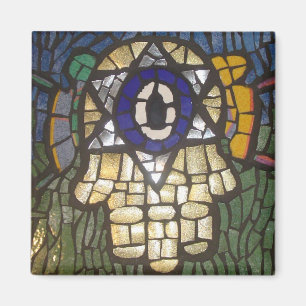 Mosaiska guld- Hamsa med stjärnan och det onda Magnet