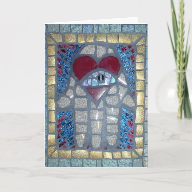 Mosaiska Hamsa W/Heart och ont öga Kort (Framsida)