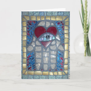 Mosaiska Hamsa W/Heart och ont öga Kort