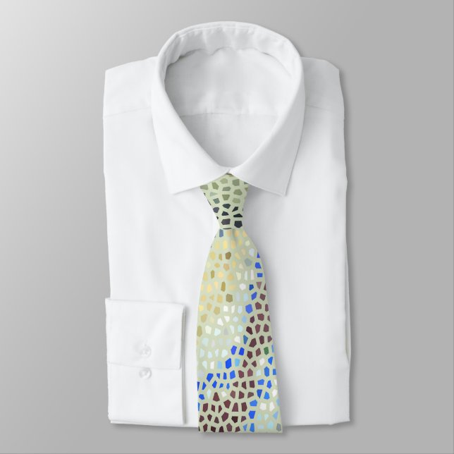"MOSAISKA" MANAR NECKTIE/SHADES AV BLÅTT, GRÖNT, SLIPS (Bunden)
