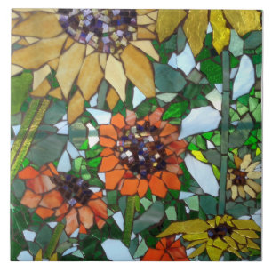 Mosaiska solrosor kakelplatta