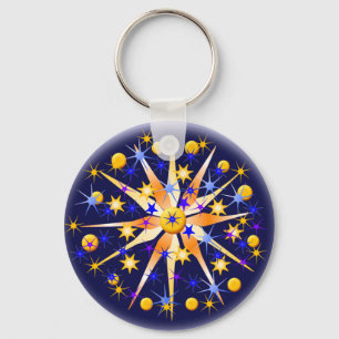 Mosaiska stjärnor Keychain Nyckelring