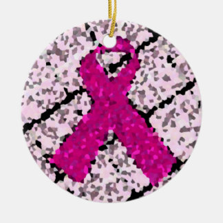 Mosaiskt bröstcancerband julgransprydnad keramik