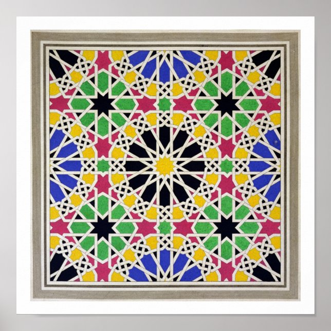 Mosaiskt prydnadsföremål på södra sidan av domstol poster (Framsidan)