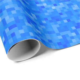Mosaiskt slående in papper för blåttPIXEL Presentpapper