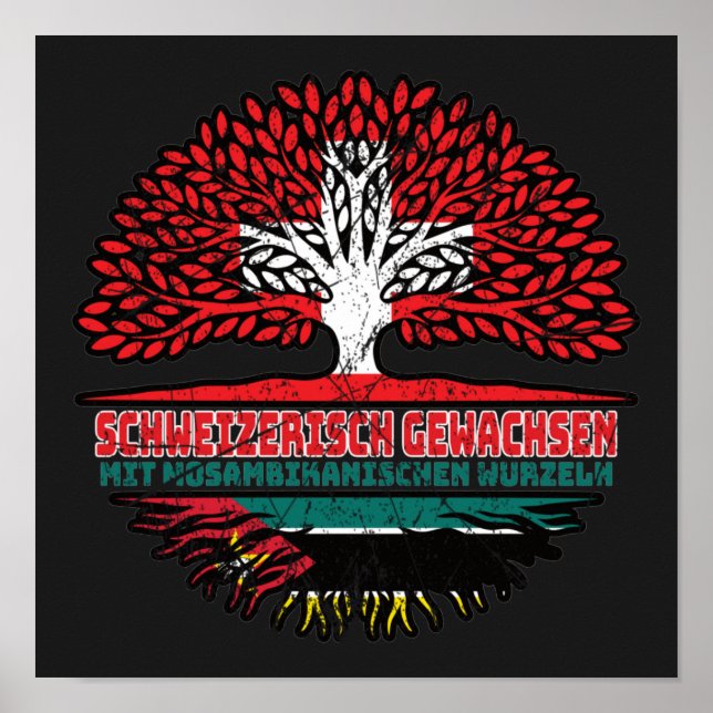 Mosambik Mosambikanisch Schweizer Schweiz Baum Poster (Framsidan)