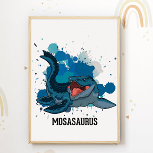 Mosasaurus barnkammare tryck Dino barn rum affisch