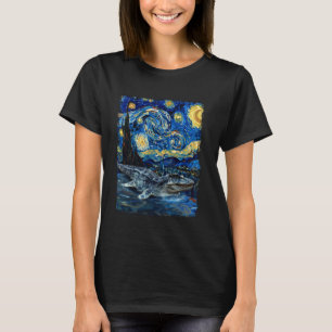 Mosasaurus Dinosaur Starry Nattmålning T Shirt