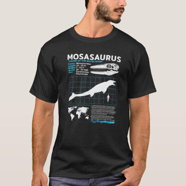 Mosasaurus Fact Lakan Dinosaur Facts T Shirt (Framsida)