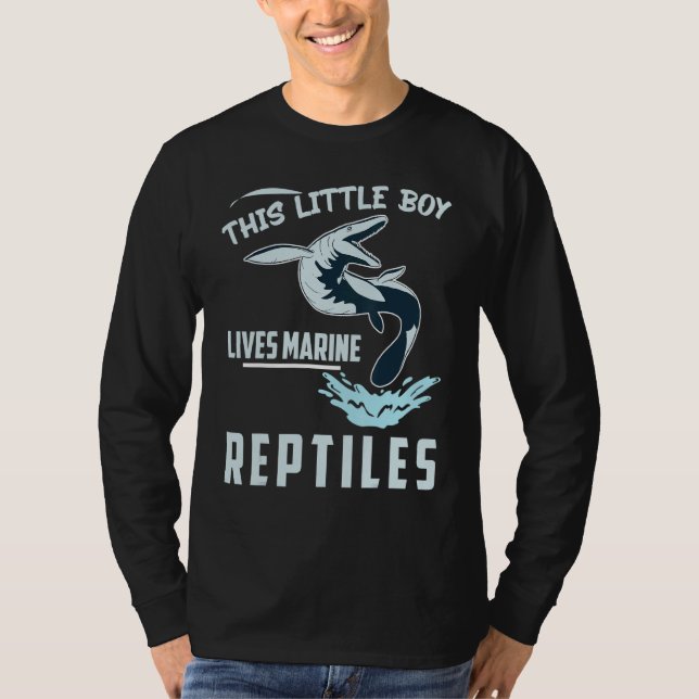 Mosasaurus PreHistorius Den lilla pojken bor Marin T Shirt (Framsida)