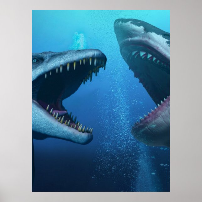 Mosasaurus versus megalodon poster (Framsidan)