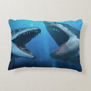 Mosasaurus versus megalodon prydnadskudde