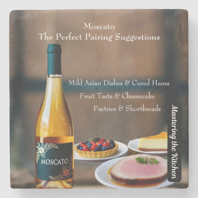Moscato Vinmatchningsguide/Bekräftande i köket Stenunderlägg (Framsidan)