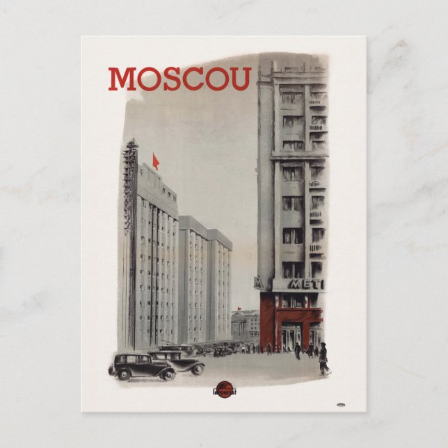 Moscou Moskva Sovjetunionen Vintage affisch 1936 Vykort (Framsida)