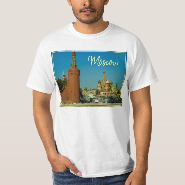 Moscow City St Basils Cathedral Landskaps T-Shirt (Framsida)