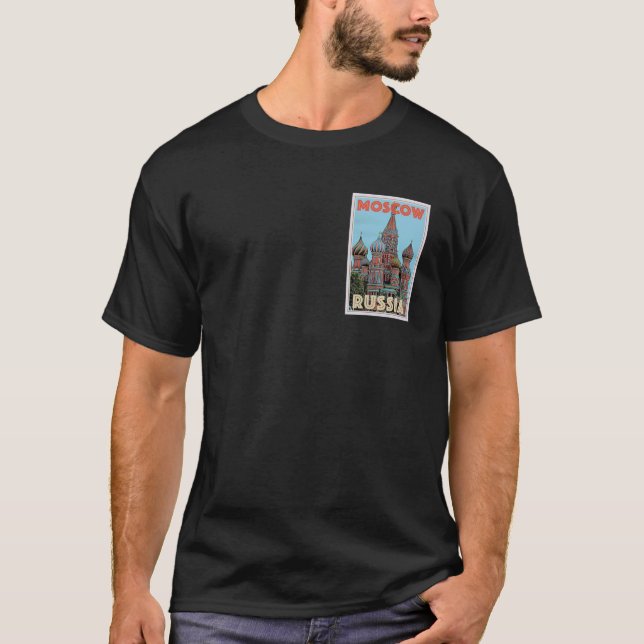 Moscow Russia Travel Poster T Shirt (Framsida)