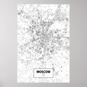 Moscow Ryssland (svarten på vit) Poster