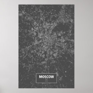 Moscow Ryssland (vit på svart) Poster