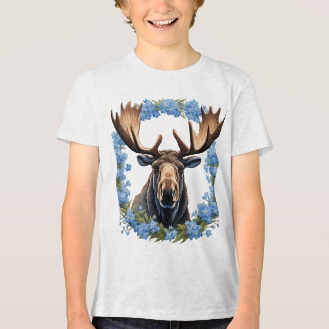 Mose and Alaska Alpine Myosotis Flowers T Shirt (Framsida)