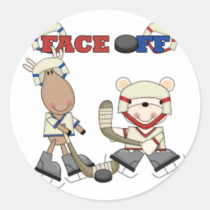 Mose and Bear Hockey Ansikte Av Tshirts och Gifts Runt Klistermärke