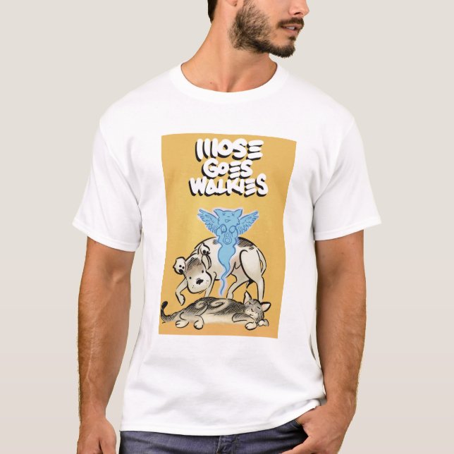 Mose Goes Walkies 9 Lives Shirt T Shirt (Framsida)