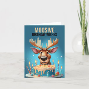 Mose och Birthday Cake Cute Moose Tack Kort