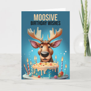 Mose och Birthday Cake Cute Moose Tack Kort