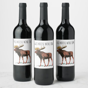 Mose Wildlife Vin-etiketter Vinflaska Etikett